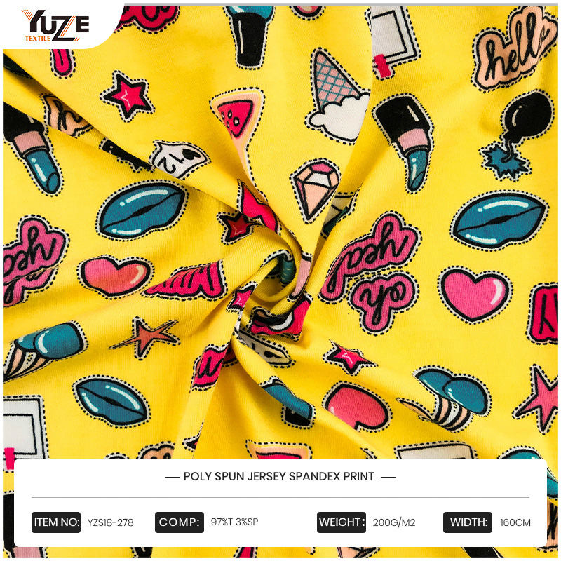 YZS18-278 Poly SPUN Jersey Spandex nyomtatás