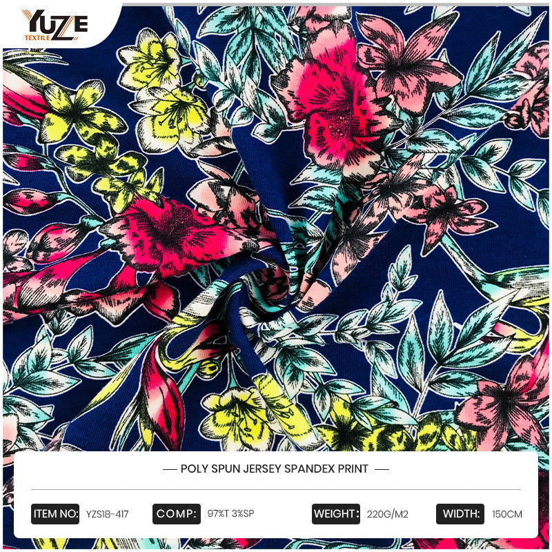 YZS18-417 Poly SPUN Jersey Spandex nyomtatás