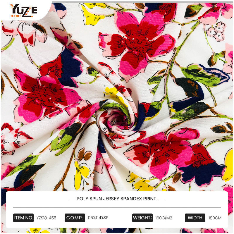 YZS18-455 Poly SPUN Jersey Spandex nyomtatás