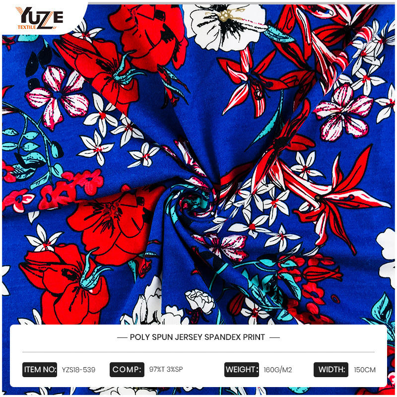 YZS18-539 Poly SPUN Jersey Spandex nyomtatás